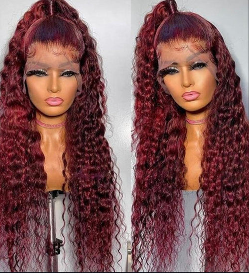 13x6 HD Lace Front Wig – Burgundy 99J Curly | 100% Human Hair